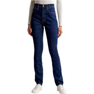 Abercrombie & Fitch Dark Wash Slim Straight‎ Ultra High Rise Jeans Plus Size 16